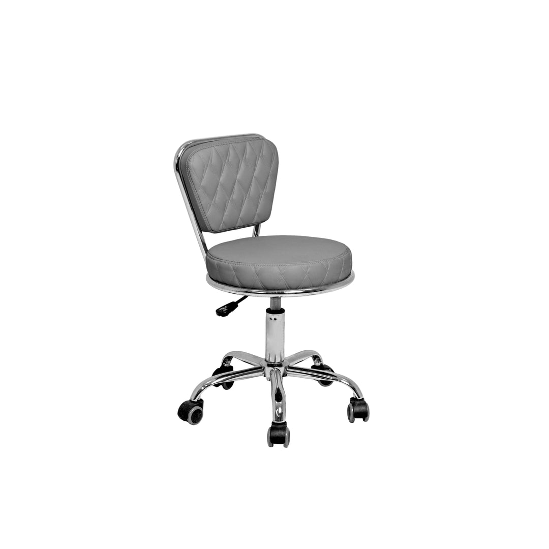 Gray office chair with quilted backrest on a white background