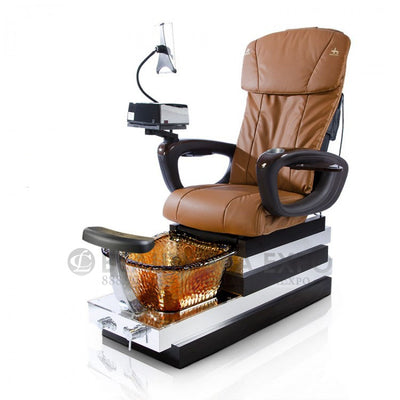 The innovative design of the GSpaW pedicure spa chair gives the illusion of blocks floating in space. The mirrored panels of the side of the spa help to create interesting reflections of light and color, and adds dimension to any salon.